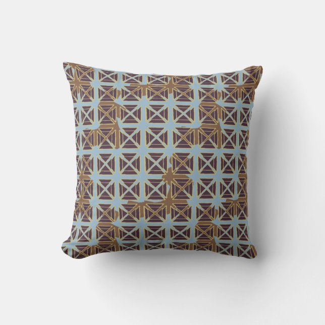 Shibori Fabric Boho Brown Blue Tie Dye Pillow Kudde (Framsida)