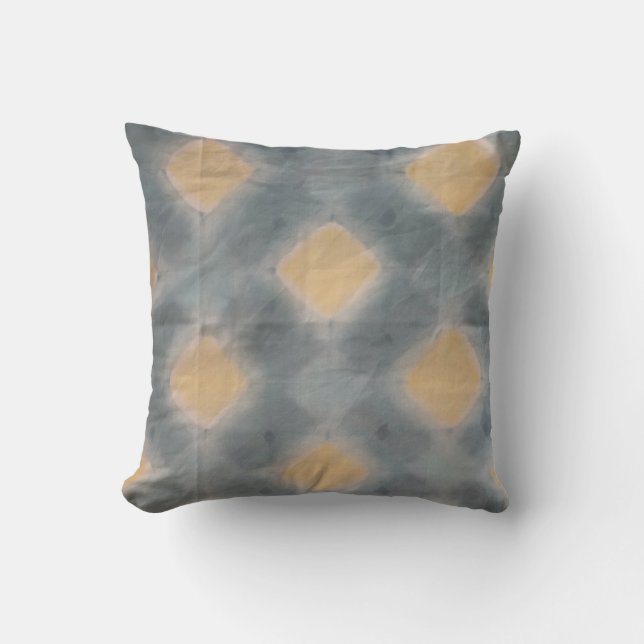 Shibori Fabric Modern Blue Rand Tie Dye Pillow Kudde (Framsida)