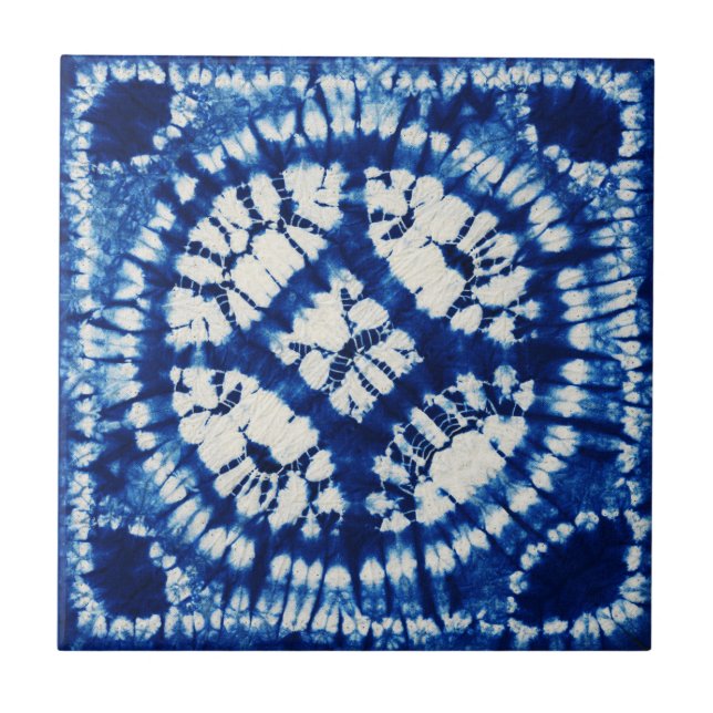 Shibori Färgad Keramisk Platta Kakelplatta (Framsidan)