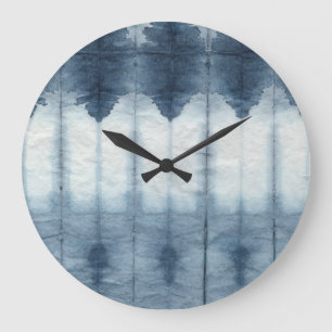 Shibori Indigio Skriv ut Stor Klocka