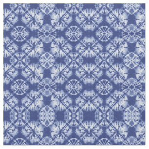 Shibori Indigo Blue Tie Dye Abstrakt Mönster Tyg