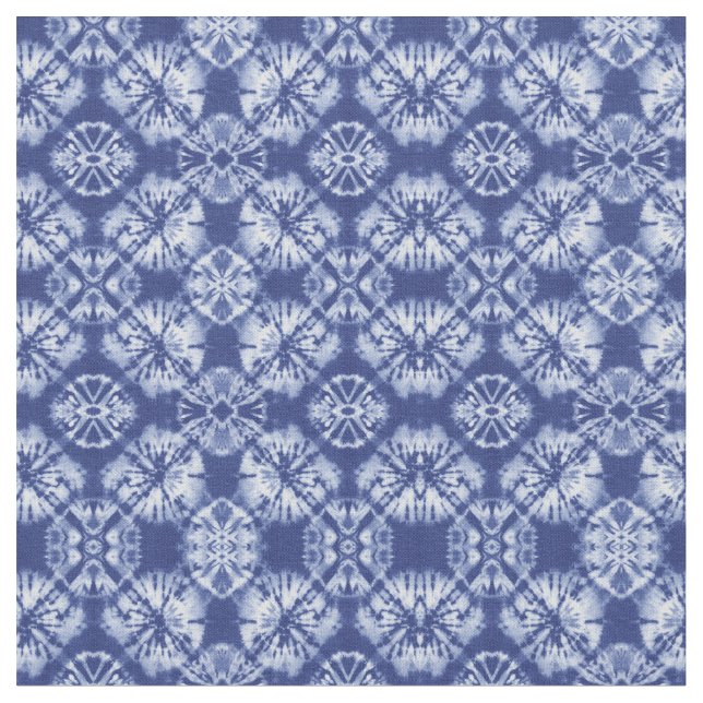 Shibori Indigo Blue Tie Dye Abstrakt Mönster Tyg (Närbild)