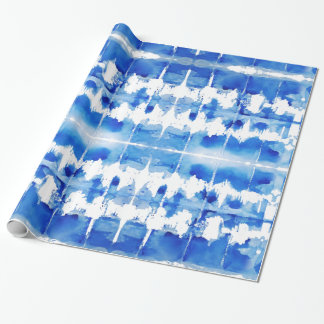 Shibori indigoblå blått presentpapper