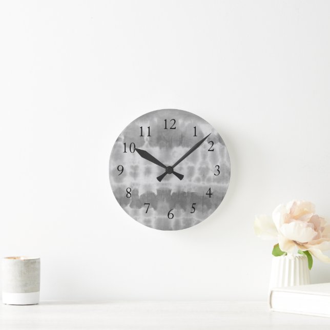 Shibori Tie Dye Beach Coastal Wall Clock Rund Klocka (Hem)
