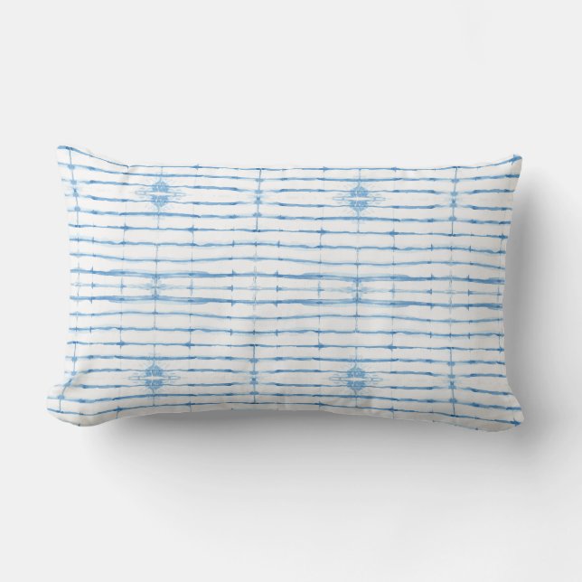 Shibori Tie Dye Blue Line Mönster Dekorativ kudde (Framsida)