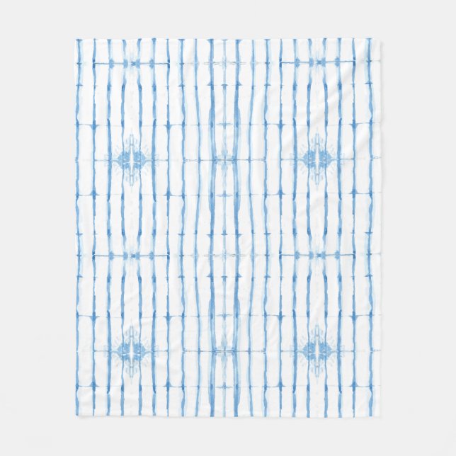 Shibori Tie Dye Blue Line Mönster Fleece Blanket (Framsidan)