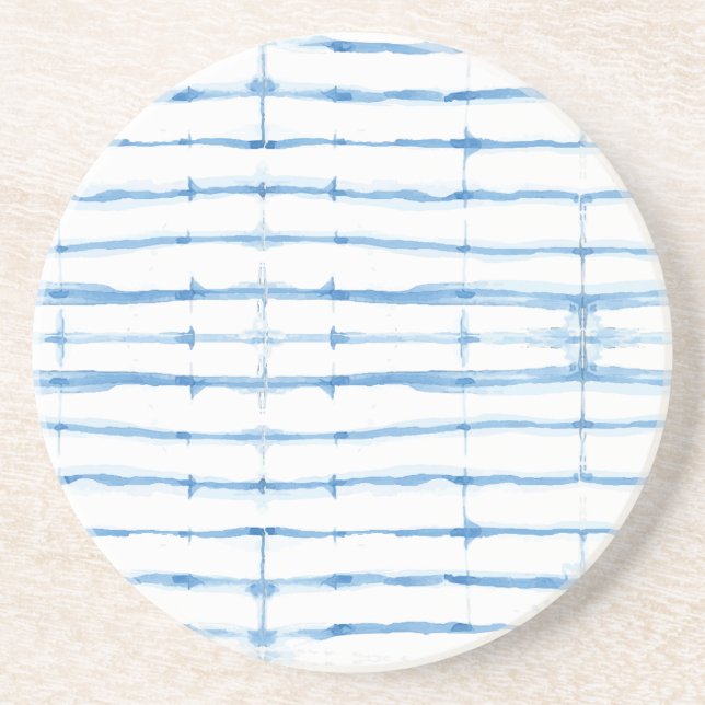 Shibori Tie Dye Blue Line Mönster Underlägg (Framsidan)