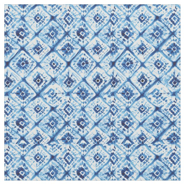 Shibori Tie Dye Indigo Blue Abstrakt Tyg (Närbild)