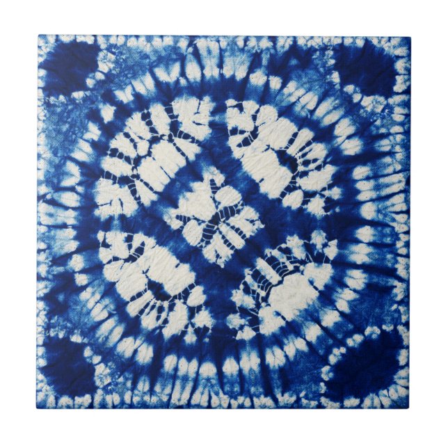 Shibori Tie Dye South Seas Indigo Batik Kakelplatta (Framsidan)