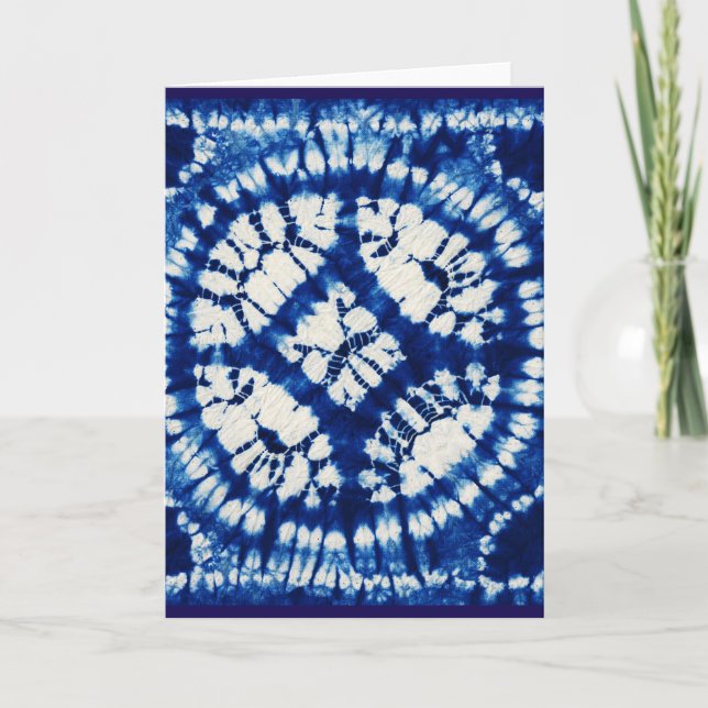 Shibori Tie Dye South Seas Indigo Batik Kort (Framsida)