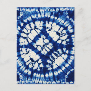 Shibori Tie Dye South Seas Indigo Batik Vykort