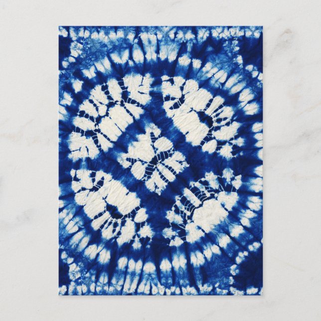 Shibori Tie Dye South Seas Indigo Batik Vykort (Framsida)