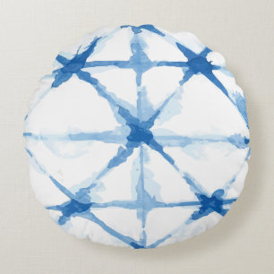 Shibori Tie Dye Triangle Mönster Round Pillow Rund Kudde