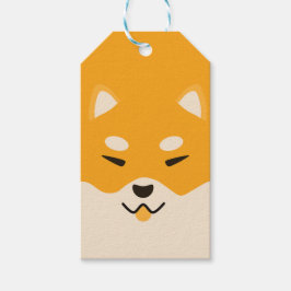 Shibu Inu Cute Tecknad Ansikte Gift Märkres Presentetikett