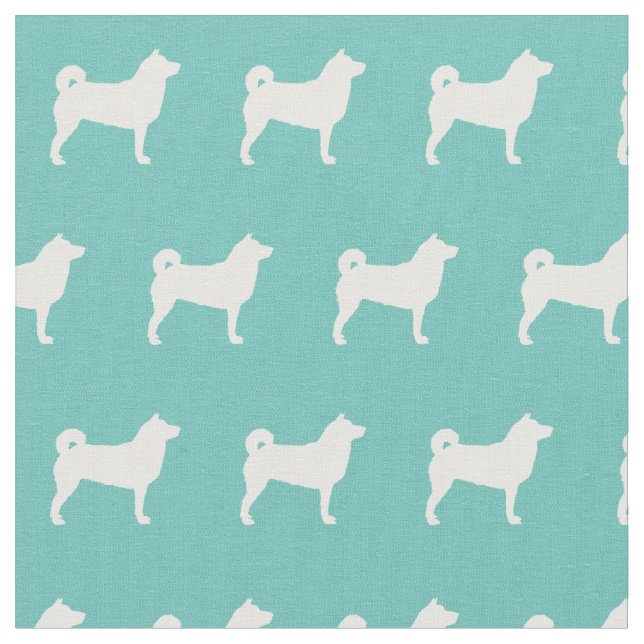 Shibu Inu Hund Silhouette Pet Teal Tyg (Närbild)