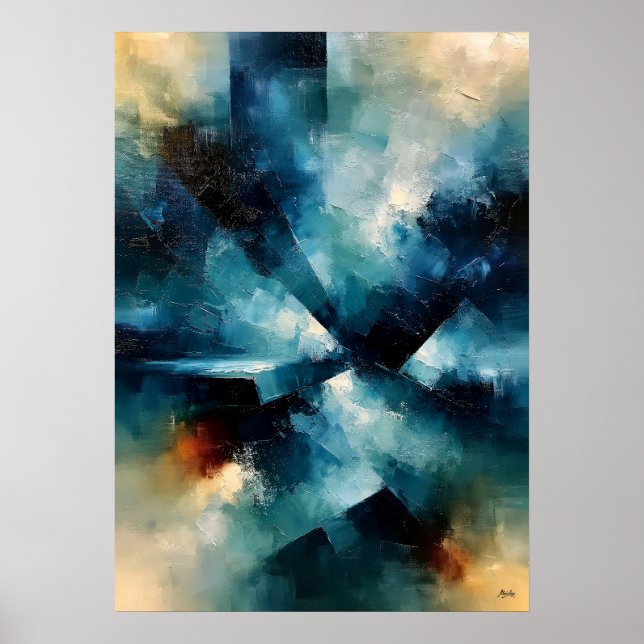 Shibui Azure Konvergens Japansk Inspirerad Textur Poster (Framsidan)