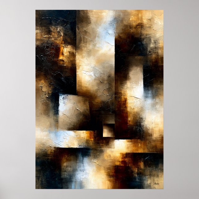 Shibui Brons Passage Texturerad Geometrisk Abstrak Poster (Framsidan)