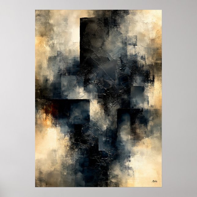 Shibui Obsidian Stillhet Texturerad Arkitektonisk Poster (Framsidan)