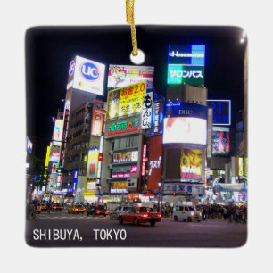 Shibuya City Ljus Night i Tokyo Japan Julgransprydnad Keramik