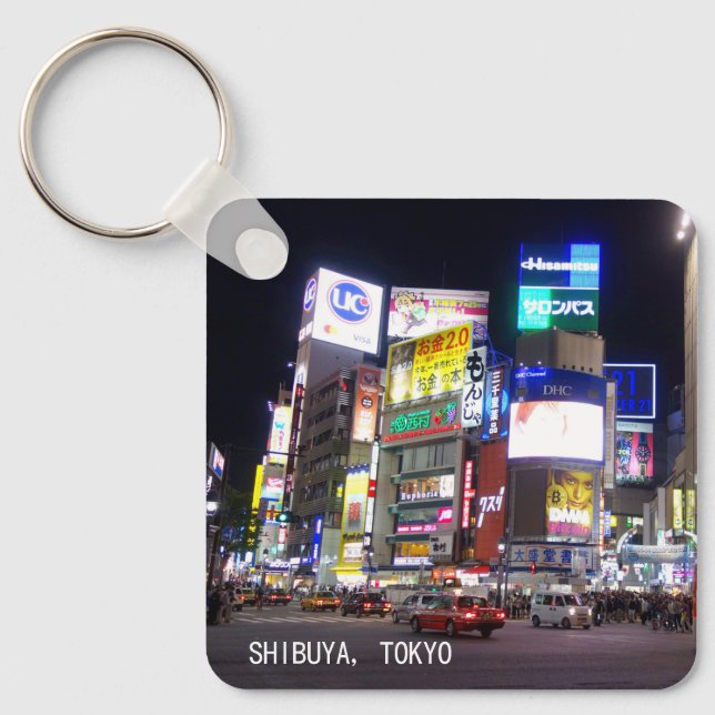 Shibuya City Ljus Night i Tokyo Japan Nyckelring (Framsida)