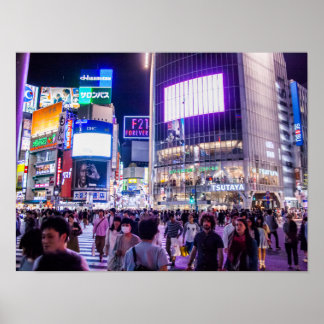 Shibuya Crossing på natten Poster