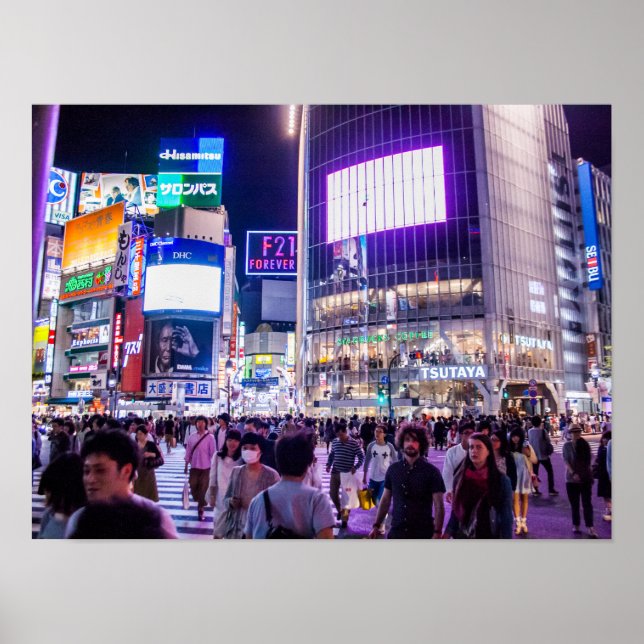 Shibuya Crossing på natten Poster (Framsidan)
