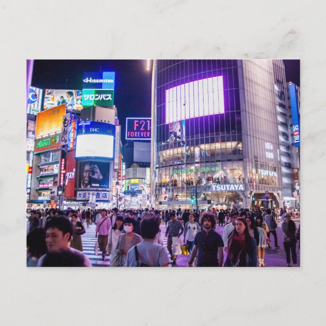 Shibuya Crossing på natten Vykort (Framsida)