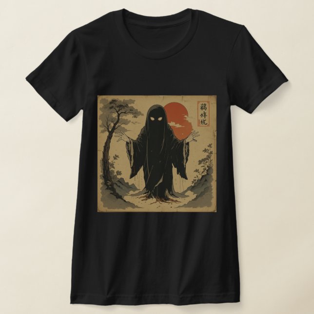 "Shibuya Ghost Stigning" - Mörk Spirit Art-Shirt T Shirt (Laydown)