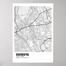 Shibuya Karta Poster - Tokyo White Karta
