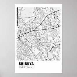 Shibuya Karta Poster - Tokyo White Karta
