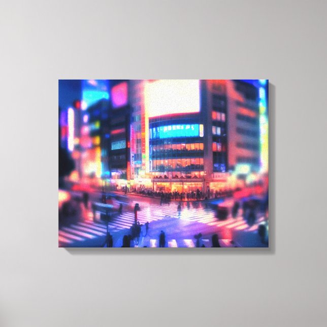 "Shibuya Nights: Upplyst korsande Kanvastryck (Framsida)