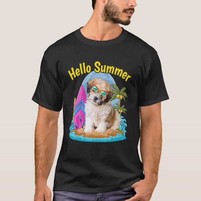 Shichon Hej Summer Hund Vacation 2022 T Shirt (Framsida)