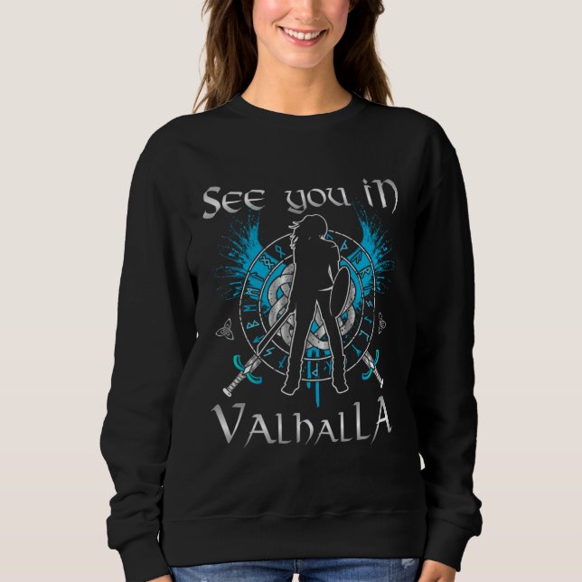 Shield Maiden  See You In Valhalla Viking Raven Ce T Shirt (Framsida)