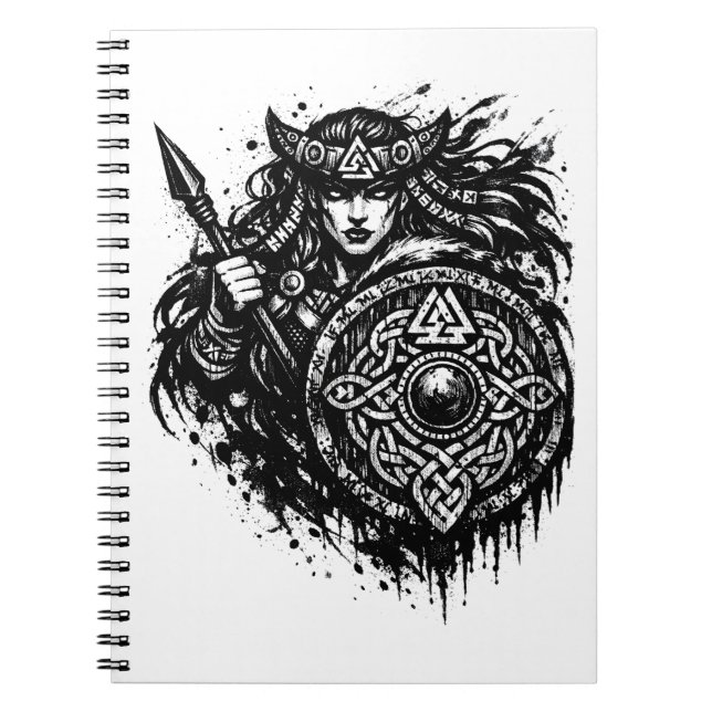 Shield Maiden Spear‑Sigil – Mythic Warrior Ink Anteckningsbok (Framsidan)