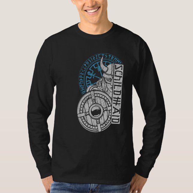 Shield Maiden Warrior Valhalla Norse Compass Vikin T Shirt (Framsida)