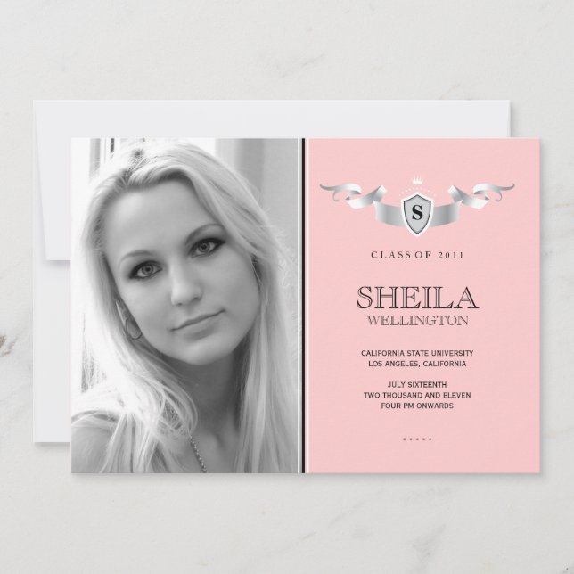 Shield Photo Studenten meddelande Inbjudningar (Framsida)