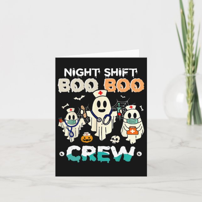 Shift Boo Crew Nurse Ghost Halloween Nurses Rn Kort (Framsida)