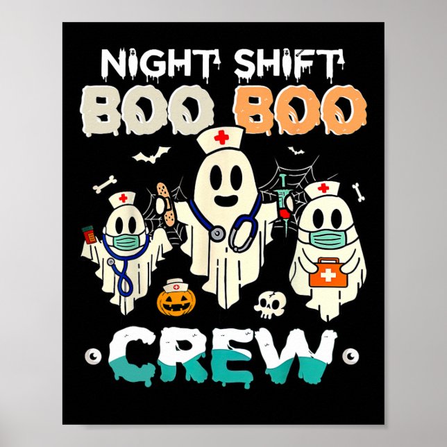 Shift Boo Crew Nurse Ghost Halloween Nurses Rn Poster (Framsidan)