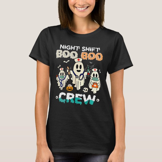 Shift Boo Crew Nurse Ghost Halloween Nurses Rn T Shirt (Framsida)
