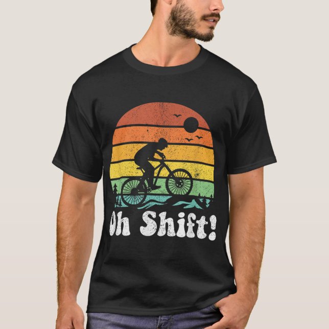 Shift Funny Mountain Bike Rider Biking Retro Cy T Shirt (Framsida)