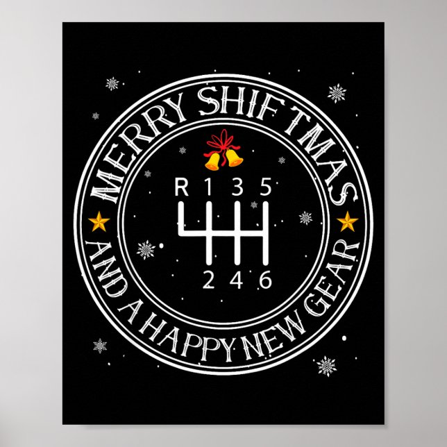 Shiftmas Car Guy Funny Mechanic Christmas Auto Man Poster (Framsidan)