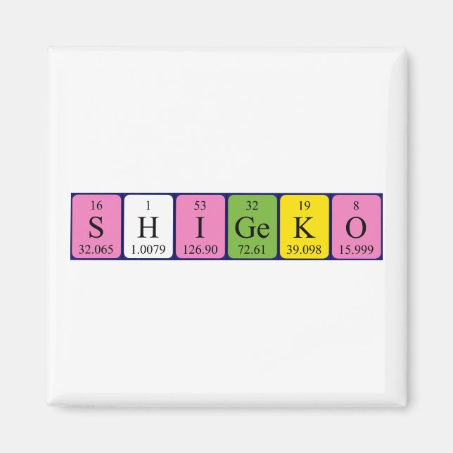 Shigeko Periodisk bord namn magnet (Framsidan)
