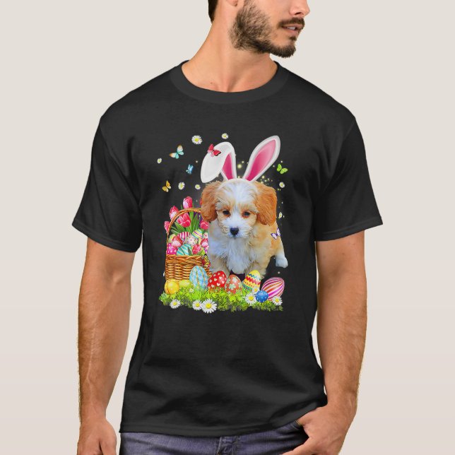 Shih Poo Dog Ear Easter Eggs Funny Easter Day T Shirt (Framsida)