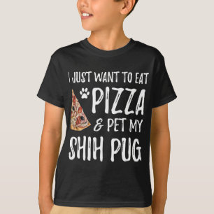 Shih pug Hund älskare Pizza Rolig hund Mamma Gift T Shirt