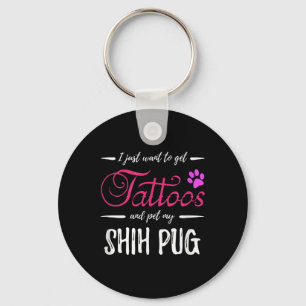 Shih Pug Hund Älskare Tatuering Rolig Hund Mamma P Nyckelring