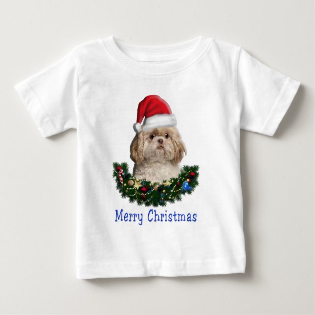 Shih-Tsu Hund jul T-Shirt (Framsida)