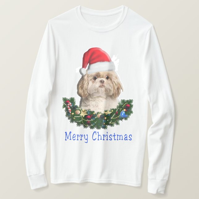 Shih-Tsu Hund - julföremål T-Shirt (Design framsida)