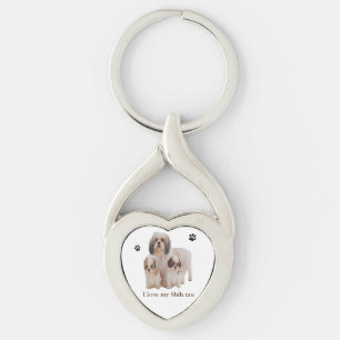 Shih-tsu Twisted Heart Silverfärgad Nyckelring