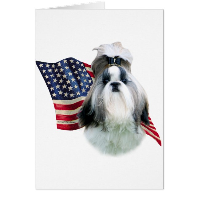 Shih Tzu 2 Flagga Hälsningskort (Framsidan)