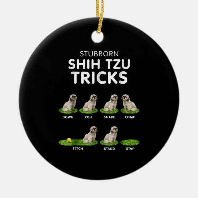 Shih Tzu Älskare | Funny Shih Tzu Trick Hund Kärle Julgransprydnad Keramik (Framsidan)